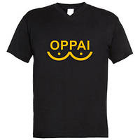Мужская футболка с V-образным вырезом OPPAI