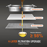 Мобильный фильтр для фритюрницы VEVOR, емкость бака для масла 18 л, система фильтрации масла со скоростью