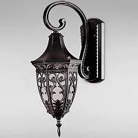 Настенный уличный светильник из металла с ажурной решеткой на 1 лампу Е27 черный 45х16х30 см