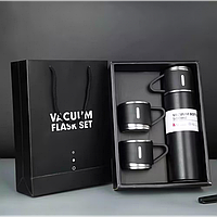 Подарочный набор Vacuum Flask SET вакуумный термос из нержавеющей стали 3 чашки Черный від RS AUTO
