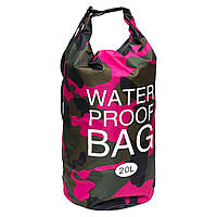 Водонепроницаемая сумка - гермомешок на 20 л для защиты вещей от влаги F-20L Камуфляж розовый