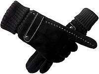 Перчатки мужские замшевые сенсорные зимние Alleo One Size 11х25 см Черный DI, код: 7750776