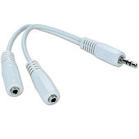 Аудио-кабель Cablexpert (CCA-415W) 3.5 mm-2х3.5 mm 0.1 м, стерео, White ON, код: 6703701
