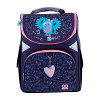 Рюкзак школьный каркасный ортопедический для первоклассника GoPack Education Pretty Owl, для девочек, синий