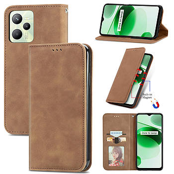 Чохол-книжка Skin Feel Leather Wallet для Realme C35 Brown