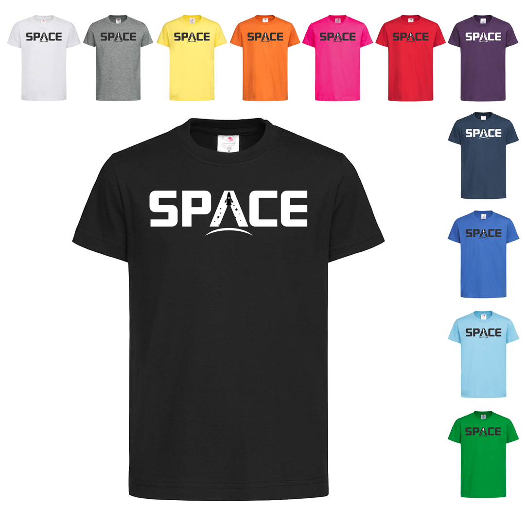 Черная детская футболка С надписью Space (22-6) - фото 1 - id-p2135669793