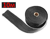 Черный термобинт (10 метров) термолента 990°C термо бинт с титановой нитью термо лента титановая на глушитель