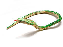 Змія іграшка з дерева коричнева