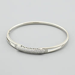 Жорсткий браслет Андреа 43139 ширина 5 мм білі фіаніти позолота Біле Золото довжина 15-18