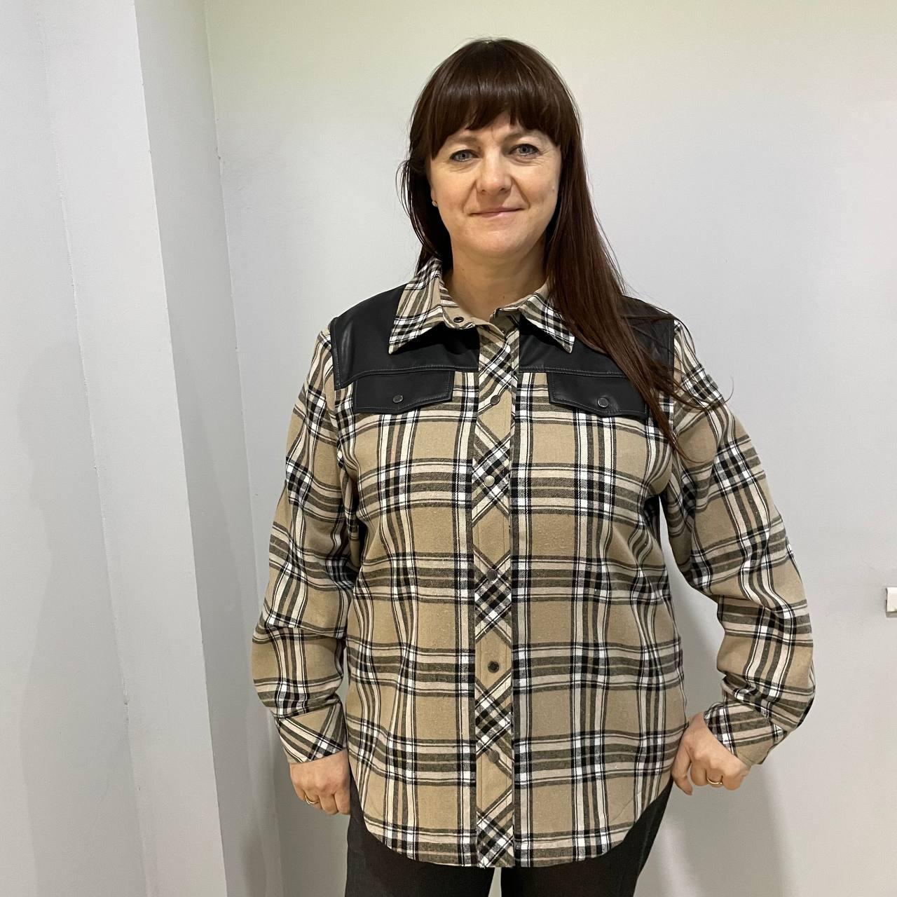 Сорочка J.LONDON жіноча котон карта довгий рукав 50 бежева, фото 1