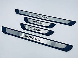 Накладки на пороги Subaru Forester 2008+ (хром-пласт) TAN24