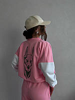 Стильный женский прогулочный спортивный костюм бомбер на кнопках Стаф штаны палаццо двунитка петля