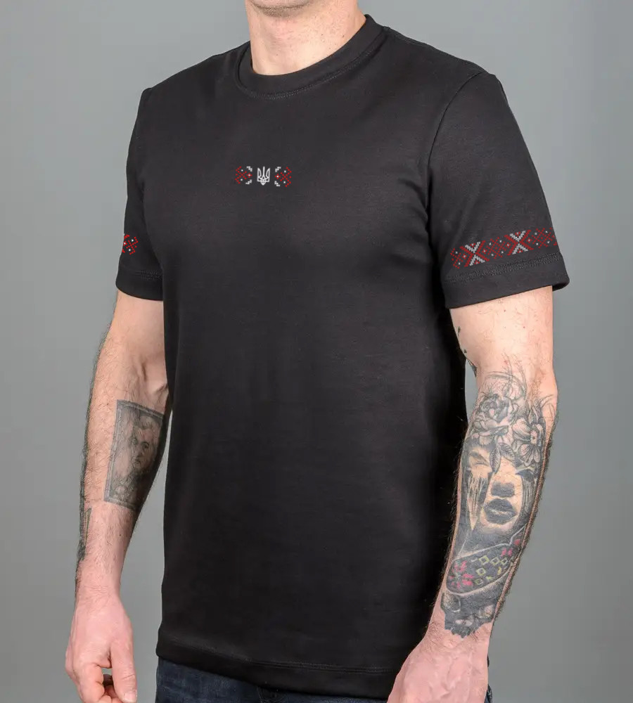 Футболка вільний крій Орнамент 6415м (Уп.4шт M-XXL), Чорний