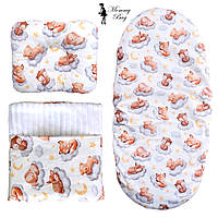 Постельное белье в детскую коляску Набор 3в1 RoyalBaby №25 Спящие зверьки Детская постель для новорожденных