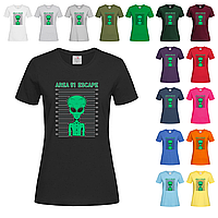 Черная женская футболка Прикольная с пришельцем (22-11)