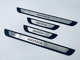 Накладки на пороги Skoda Kodiaq (Y-1 хром-пласт) TAN24