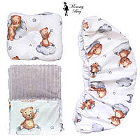 Постельное белье в детскую коляску Набор 3в1 RoyalBaby №29 Мишка на облаке Детская постель для новорожденных