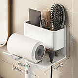 Полиця тримач для фена у ванну. Кріплення пілочка для фена металева. Підставка настінна, фото 6