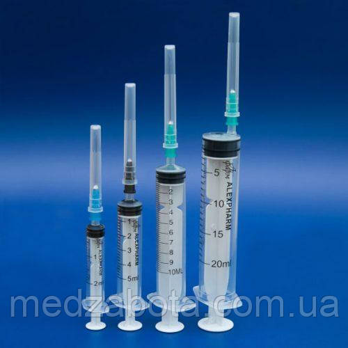 Шприц Luer  2мл з голкою 23G 0,6*30 ALEXPHARM (упаковка 150 штук)