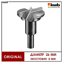 Свердло для отворів під меблеві петлі шарніри KWB Діаметр 26 мм Хвостовик 8 мм