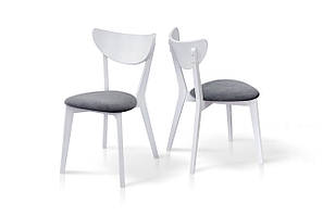 Білий в стилі прованс дерев'яний обідній кухонний стілець для кухні або вітальні з м'яким велюровим сидінням та спинкою Фокс