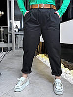 Базовые весенние трендовые свободные джинсы baggy женские брюки Багги джинс котон штаны большого размера батал Черный, 56/58