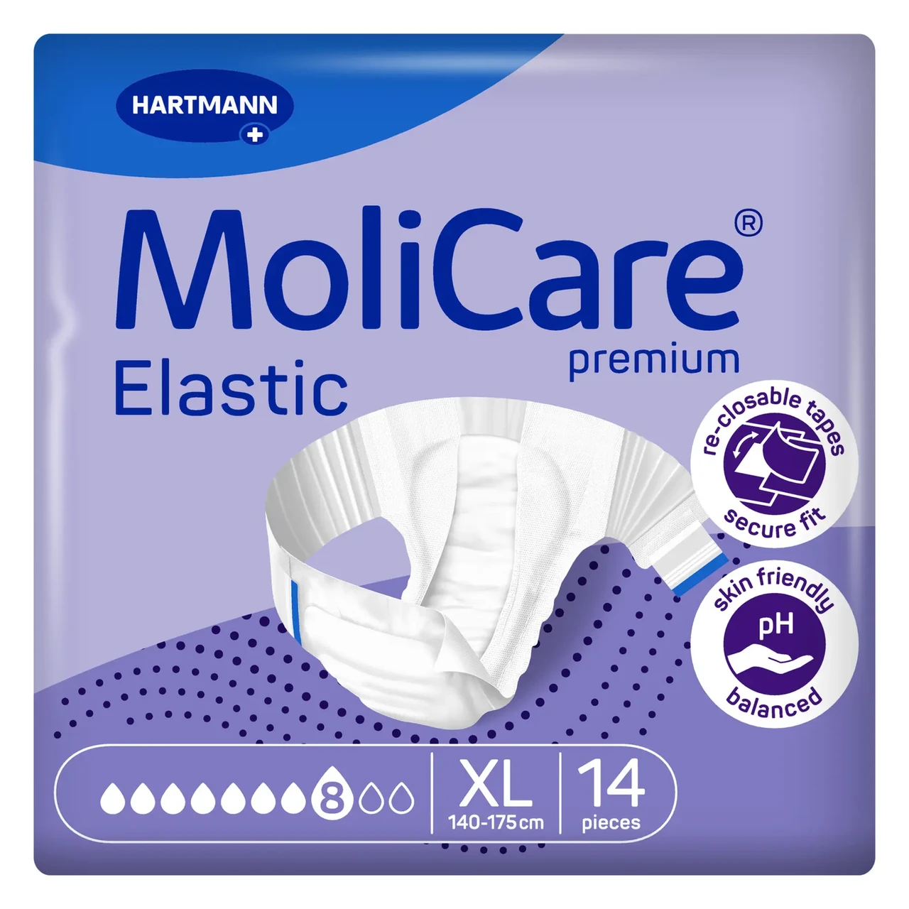 Підгузки для дорослих 8 крапель MoliCare Premium Elastic XL 14 шт