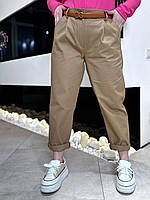 Базовые весенние трендовые свободные джинсы baggy женские брюки Багги джинс котон штаны большого размера батал Шоколад, 52/54