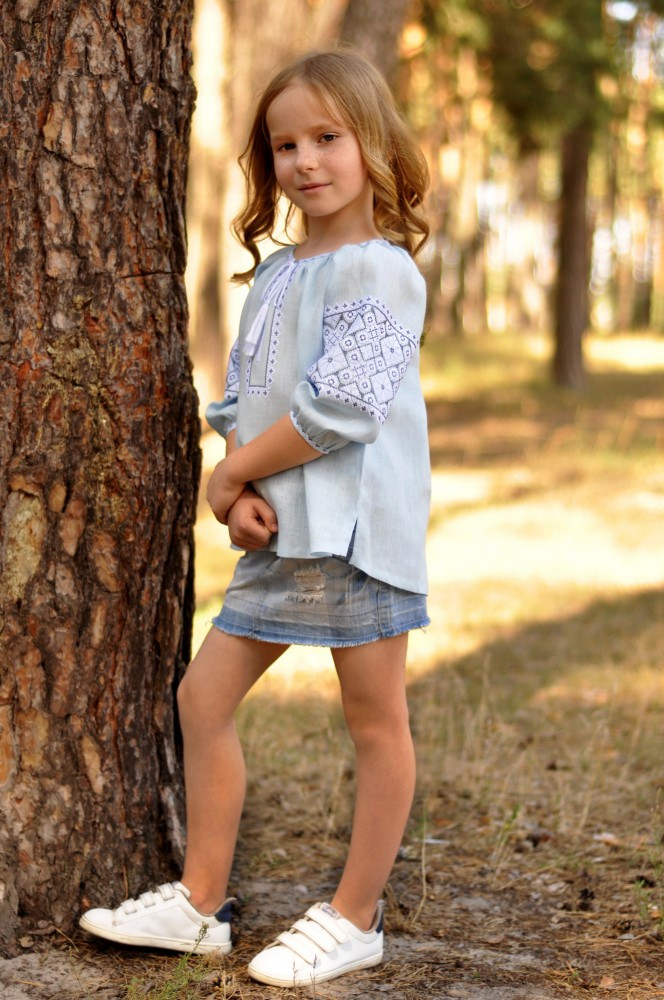 Детская блуза с вышивкой из тонкого льна - фото 2 - id-p2145025027