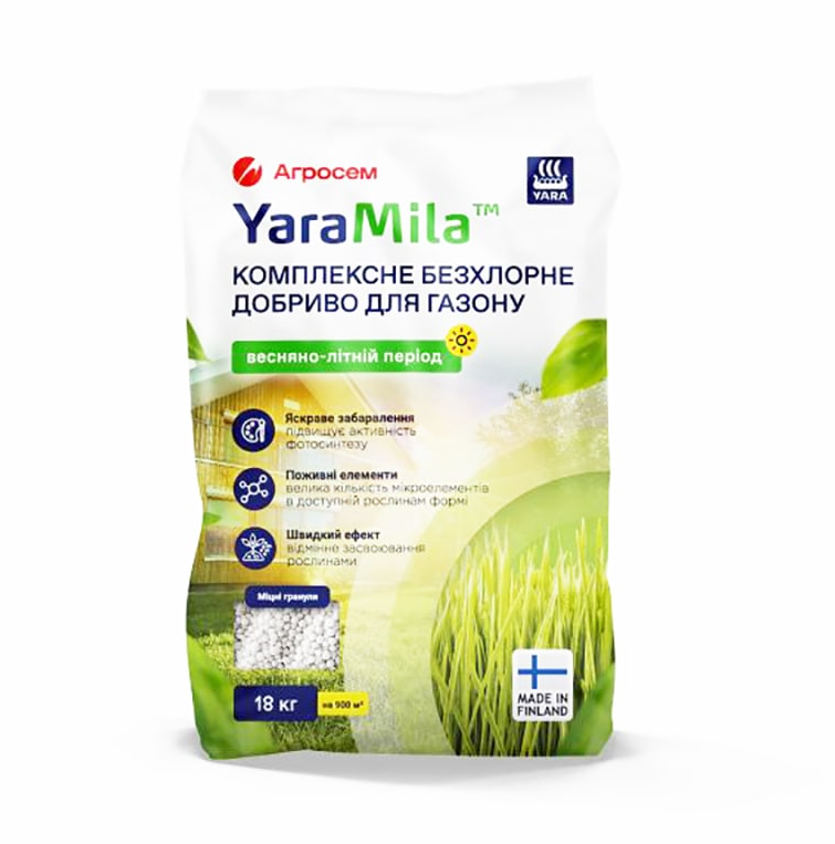 Yara Mila комплексне безхлорне добриво для газону Весна/Літо 18 кг