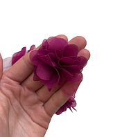 Шифонові квіти для прикрас, декору одягу, діаметр квітки 5 см, колір фіолетовий, 1 шт!
