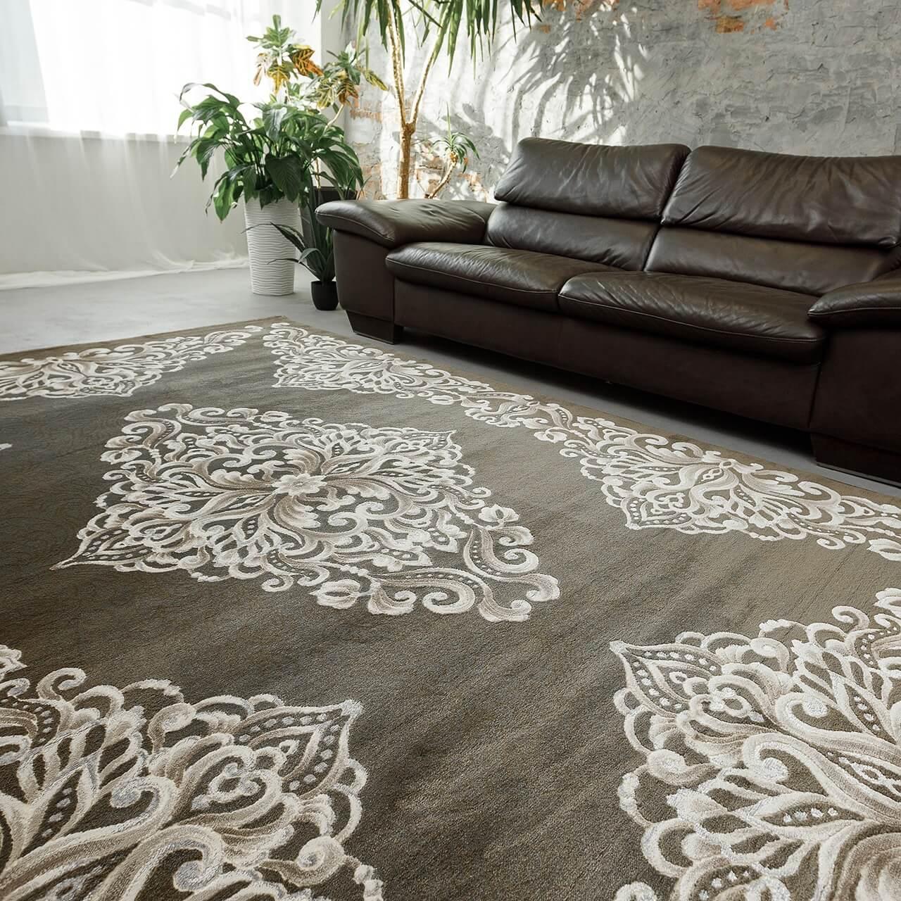 Килимок VOGUE AG72A 1,5Х2,3 Коричневий з бежевим прямокутником, фото 1