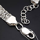 Жіночий срібний браслет подвійний арабський бісмарк з білими камінцями. Регульований 17 - 20 см. Срібло 925, фото 5