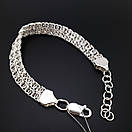 Жіночий срібний браслет подвійний арабський бісмарк з білими камінцями. Регульований 17 - 20 см. Срібло 925, фото 9