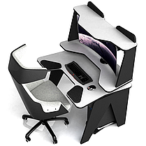 Геймерський стіл З НАДСТАВКОЮ ХGamer BIG RAPTOR SOFT 14 і SOFT 12 Білий та Чорний, фото 5
