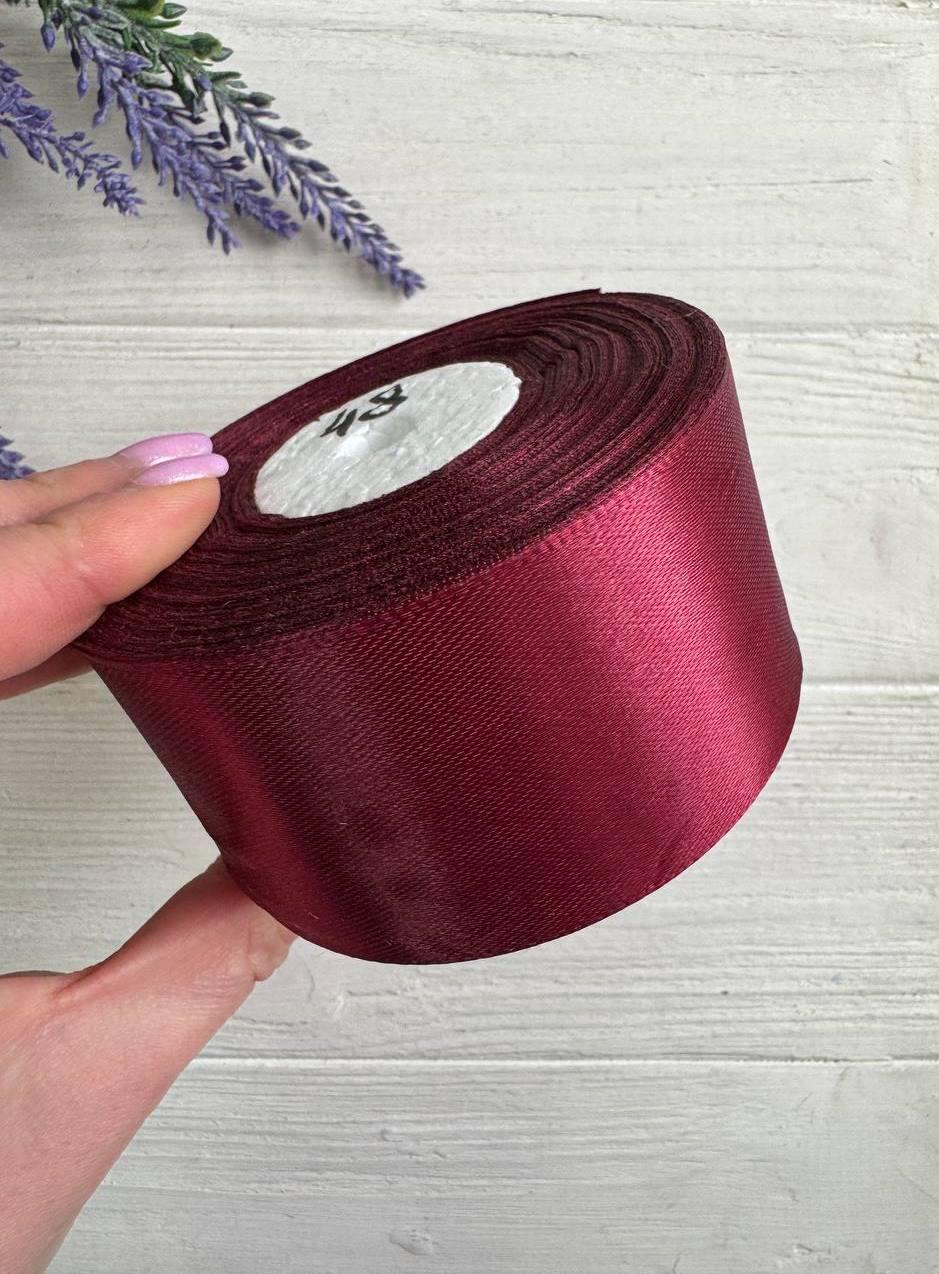 Стрічка атласна 5 см рулон 32,5 метра ВИШНЕВА