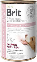 Влажный корм для собак с пищевой аллергией Brit VetDiets Dog Hypoallergenic с лососем 6шт*400 гр