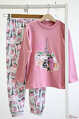 ОПТОМ Упаковка (110-116-122-128) Піжама рожева для дівчинки "Paris" Vitmo 2125000834887