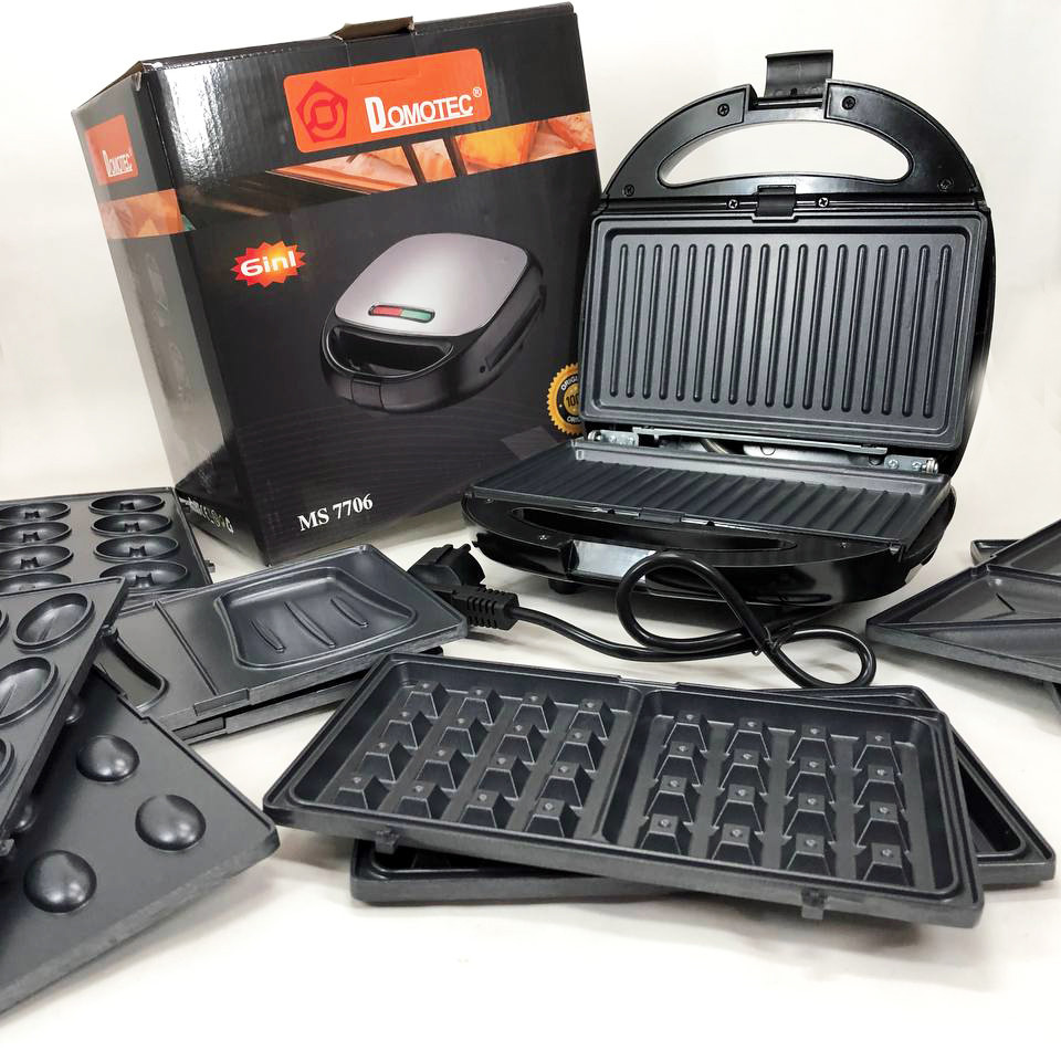 Мультипекар 6в1 зі знімними формами Domotec MS-7706, сендвічниця 4в1, домашній гриль для шаурми, фото 1