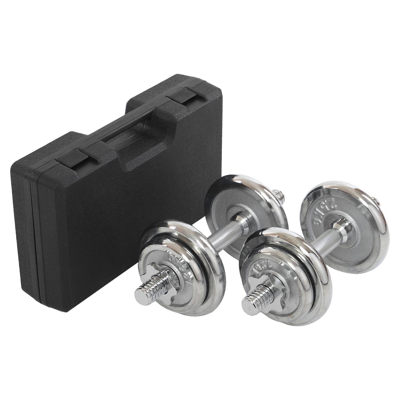 Набір хромованих гантелей 2 по 10 кг в кейсі Zelart-9644