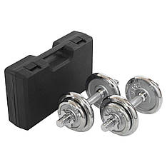 Набір хромованих гантелей 2 по 10 кг в кейсі Zelart-9644