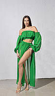 Літній костюм із шифону, розмір 42-48, колір зелений