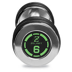 Гантель 6 кг хромована Zelart-2622-6 Гантелі, гирі, штанги та диски, фото 5