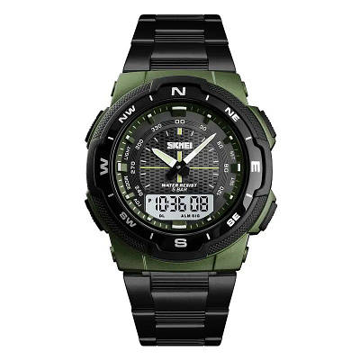 Годинник наручний чоловічий SKMEI 1370AG, армійський годинник протиударний, годинник армійський скмей
