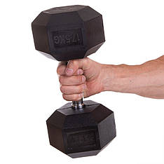 Гантель 17.5 кг суцільна шестигранна SP-Planeta-8013-17_5