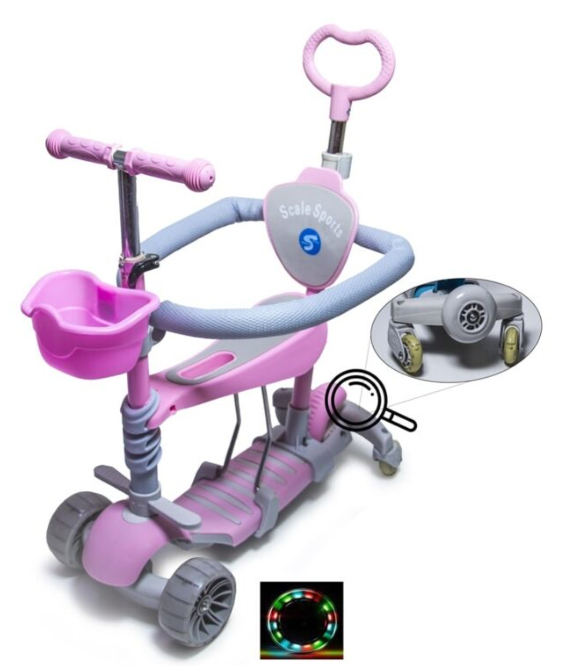 Дитячий багатофункціональний самокат Scale Sports Smart 5 в 1 Full 932824223 з додатковими колесами.