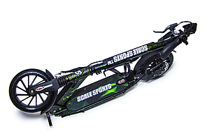 Двоколісний складаний самокат "SCALE SPORTS SS-30 853715831" дискові гальма і лід ліхтарик (Чорно-зелений) 7+, фото 3