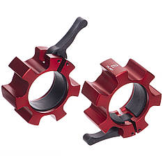 Замки для грифа з фіксатором Zelart-2726 2 шт 51 мм червоний