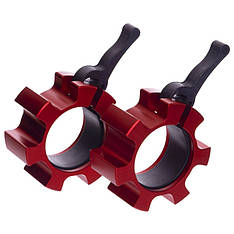 Замки для грифа з фіксатором Zelart-5109 2 шт 50 мм червоний