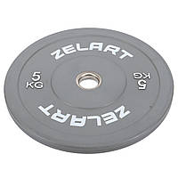 Блин (диск) бамперный для кроссфита резиновый 5 кг d-52мм Zelart-7797-5 Гантели, гири, штанги и диски